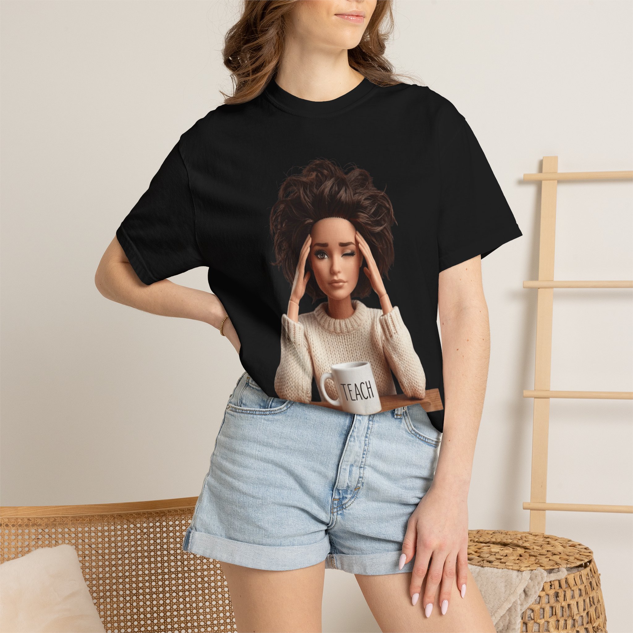 T-Shirt - Stressed Teacher Graphic Tee (I Teach Mug Design) - Image 11