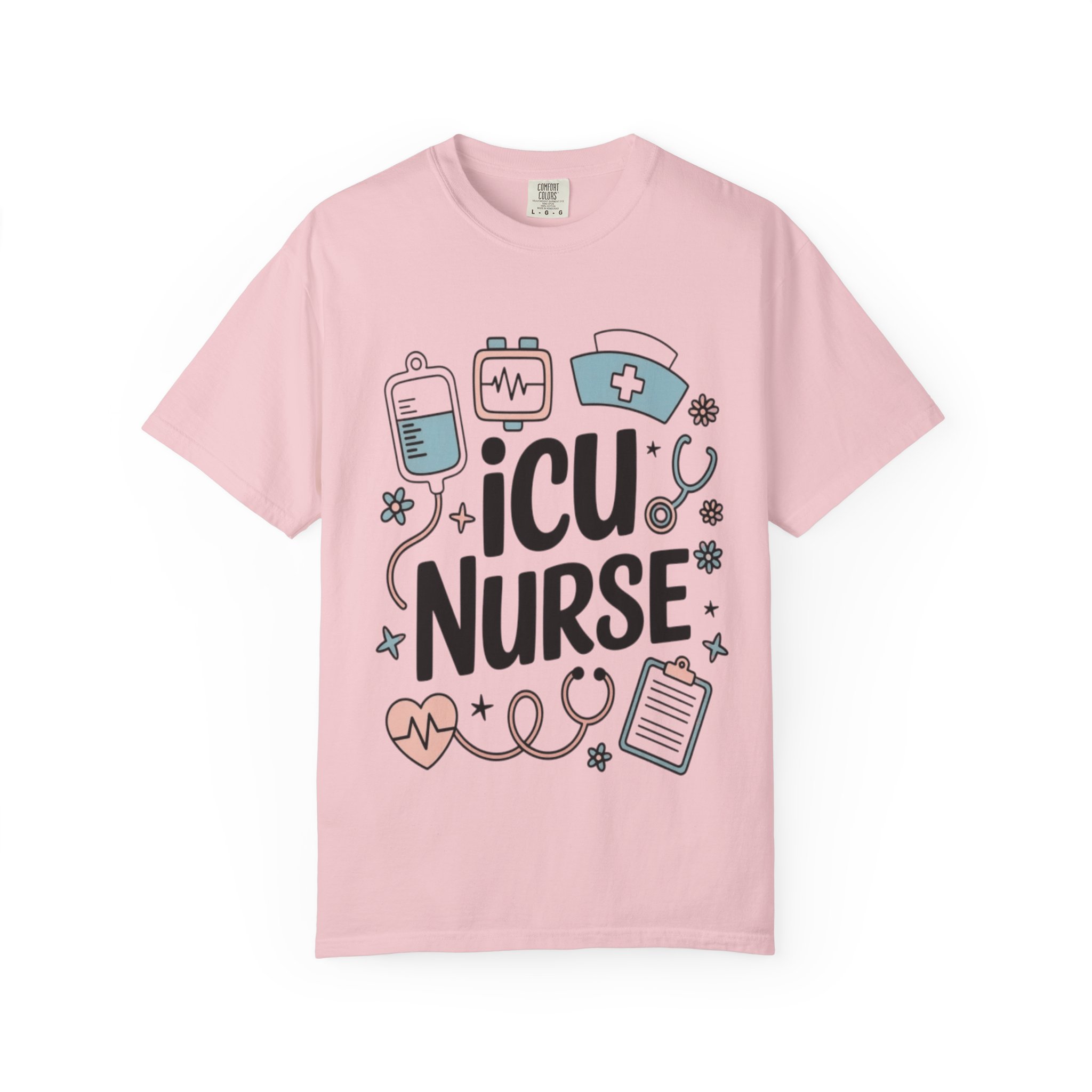 ICU Nurse T-Shirt - Cute Medical Icons Gift for Nurses - Image 13