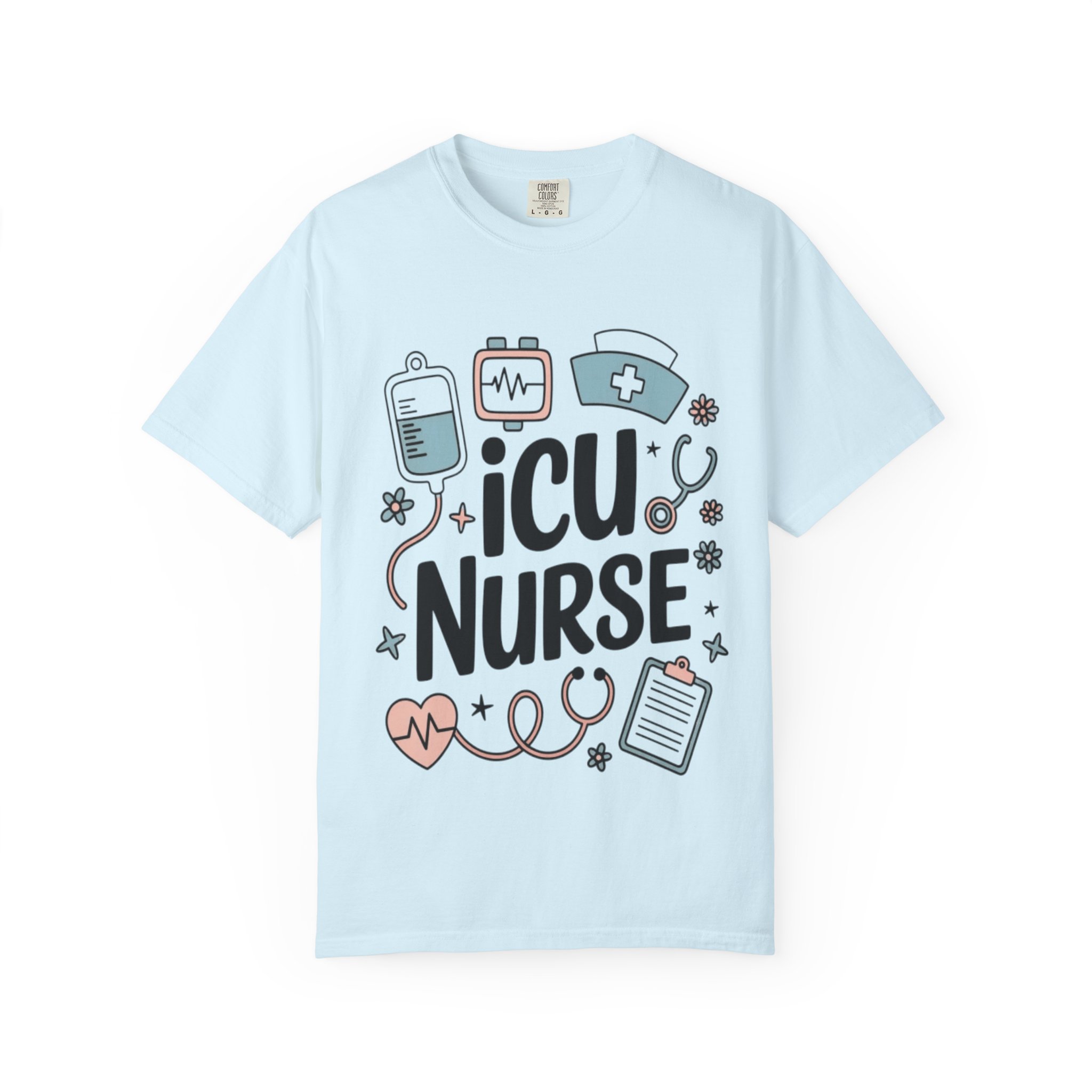 ICU Nurse T-Shirt - Cute Medical Icons Gift for Nurses - Image 9