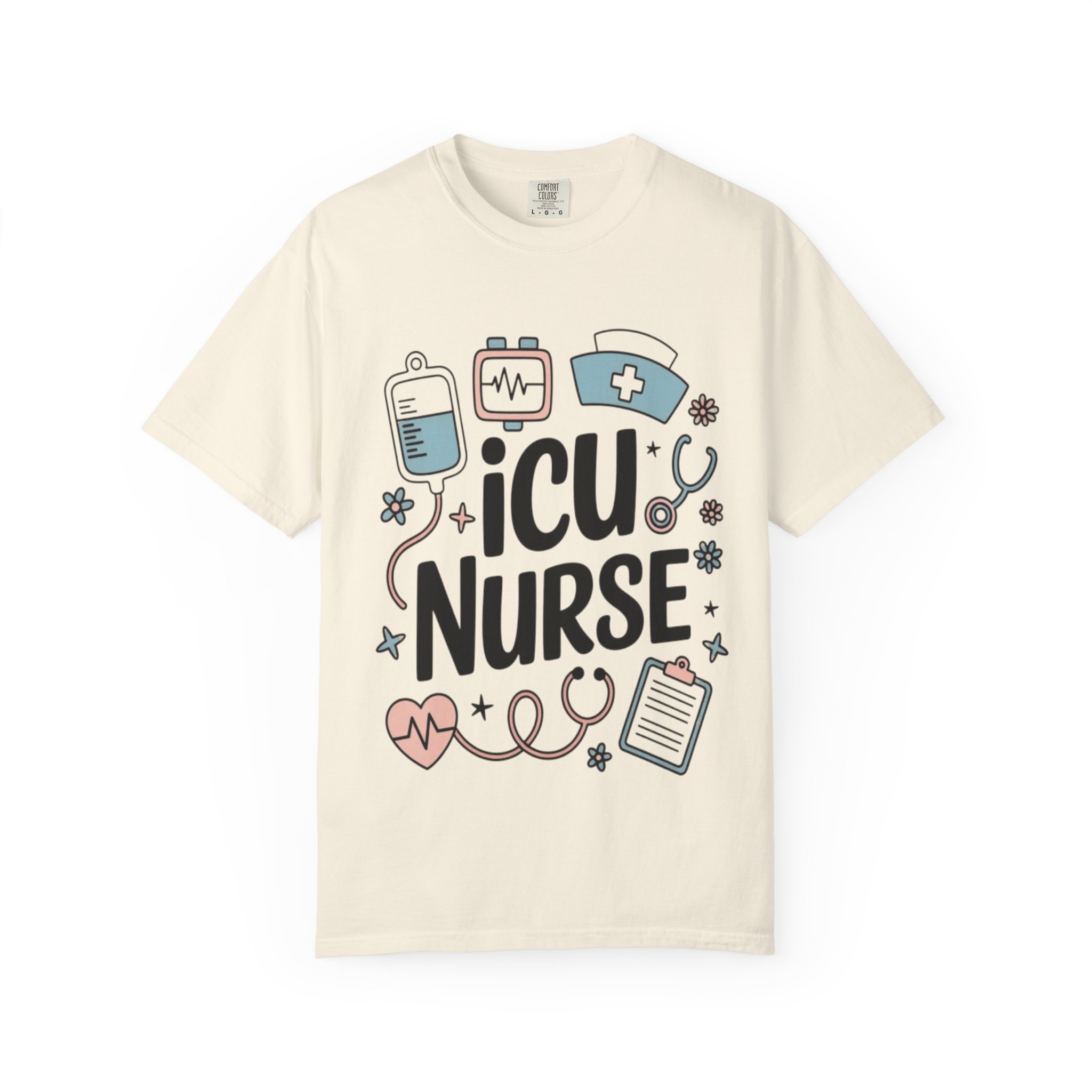 ICU Nurse T-Shirt - Cute Medical Icons Gift for Nurses - Image 5