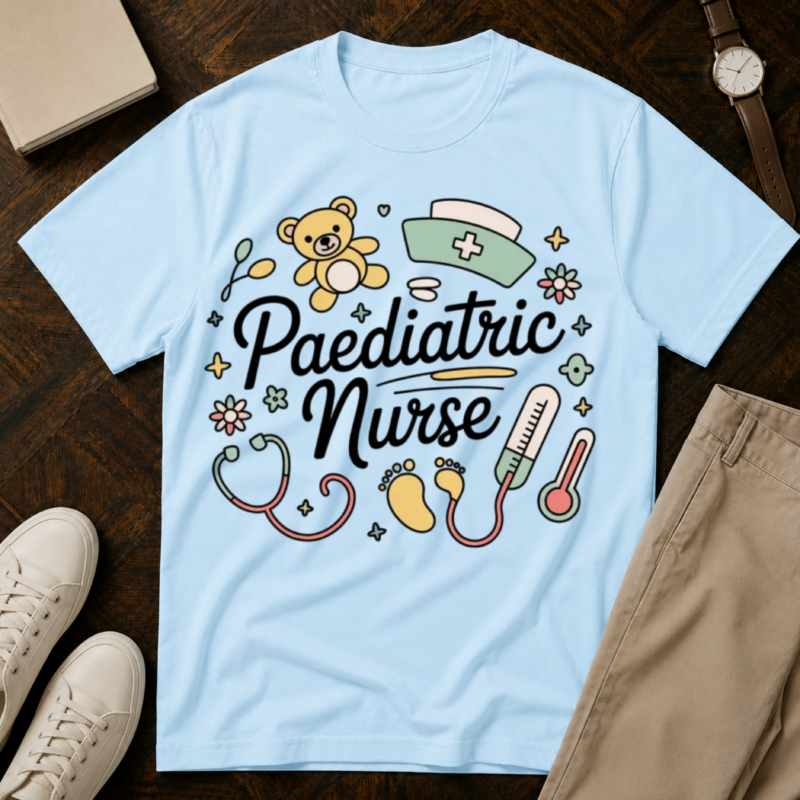 Pediatric Nurse T-Shirt — Cute Medical Icons Tee for Pediatric Nurses