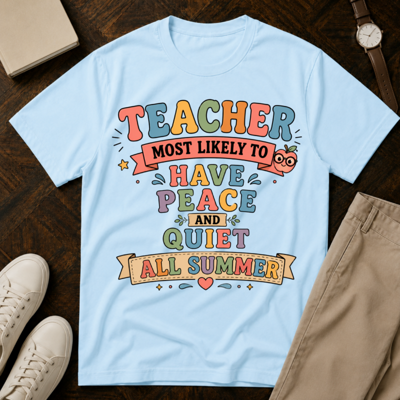 Teacher "Most Likely to Have Peace and Quiet All Summer" T-Shirt