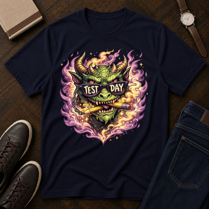 Test Day Demon T-Shirt - Fiery Monster Graphic Tee