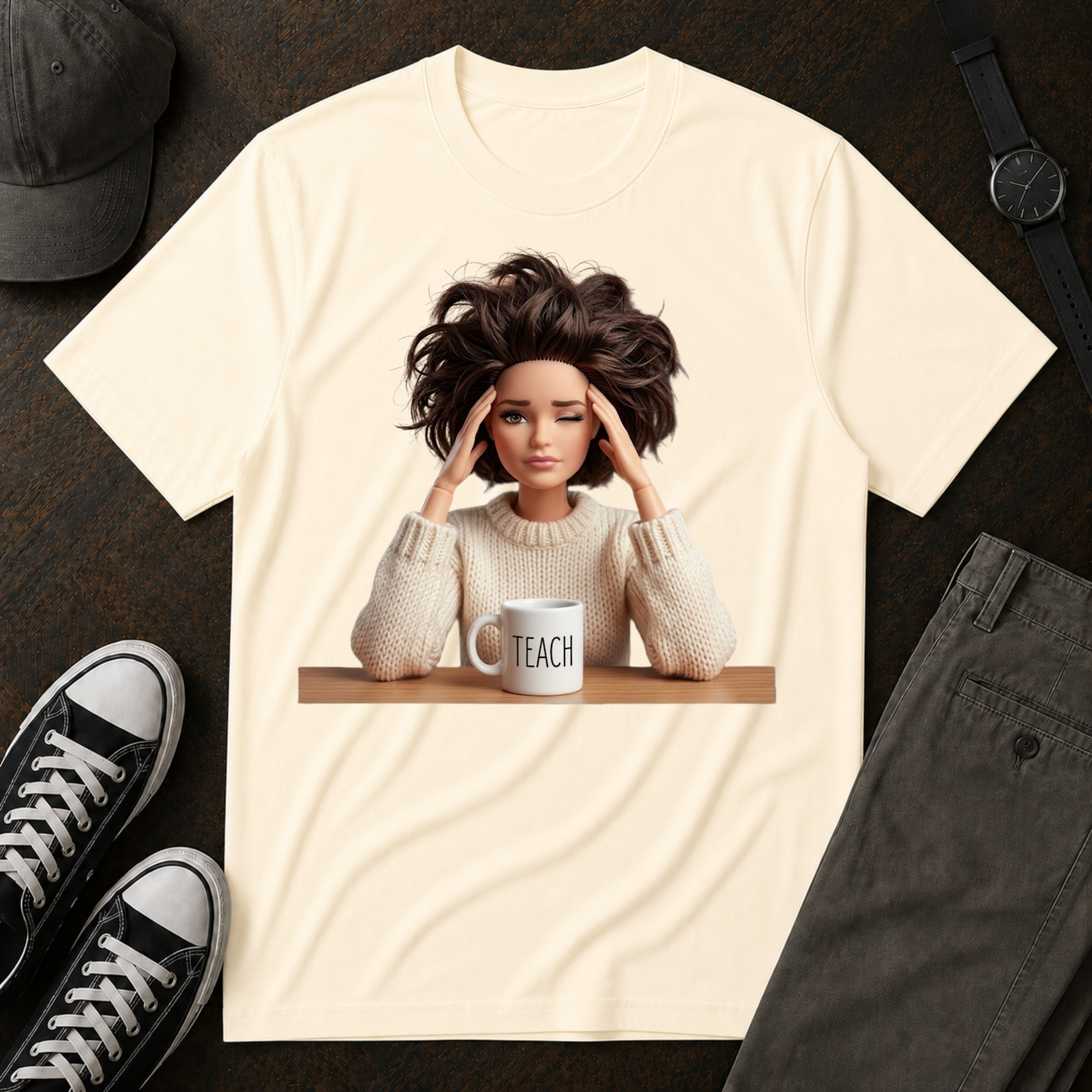 T-Shirt - Stressed Teacher Graphic Tee (I Teach Mug Design)