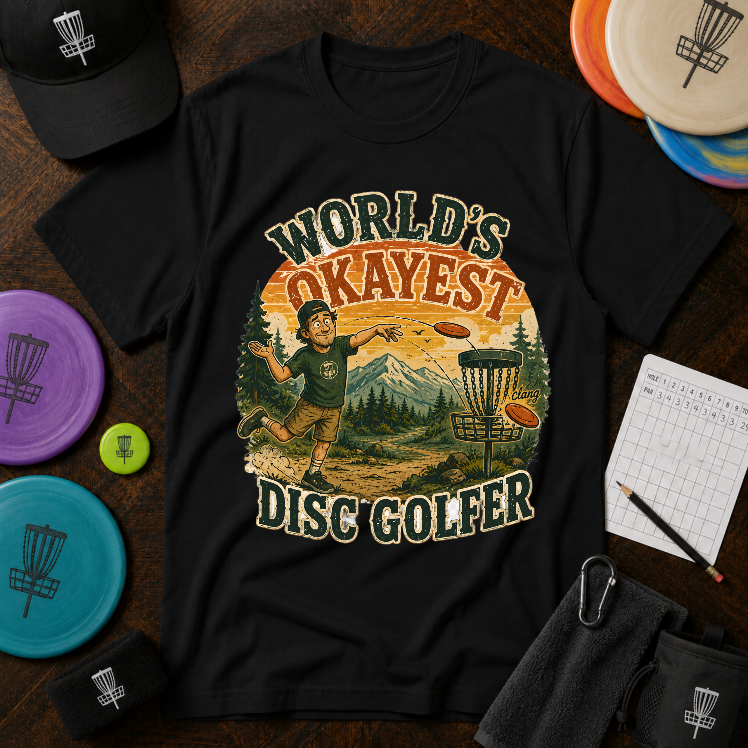 Disc Golf T‑Shirt | "World's Okayest Disc Golfer" Vintage Outdoor Tee