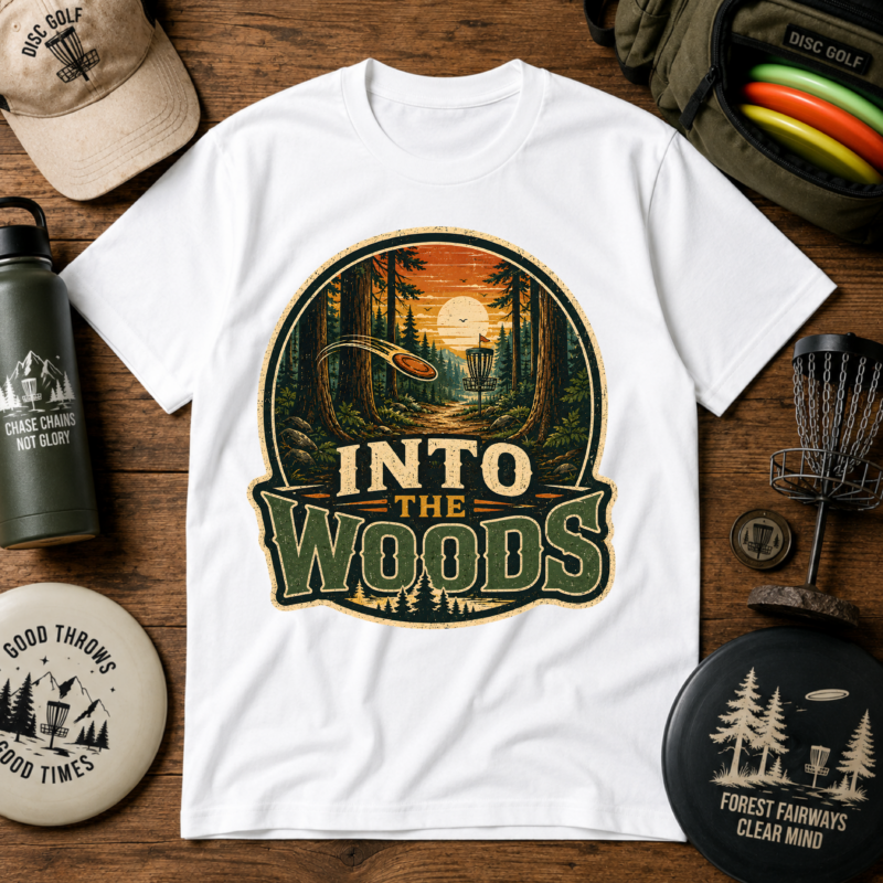 Into the Woods T-Shirt | Vintage Sunset Forest Graphic Tee for Hikers & Nature Lovers