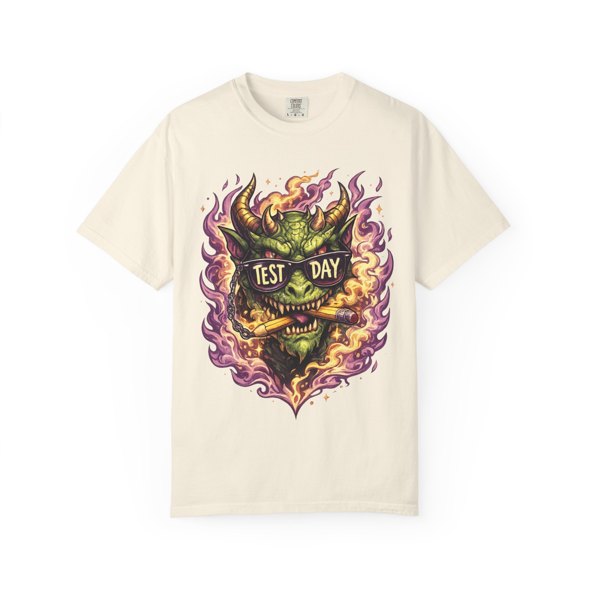 Test Day Demon T-Shirt - Fiery Monster Graphic Tee - Image 5