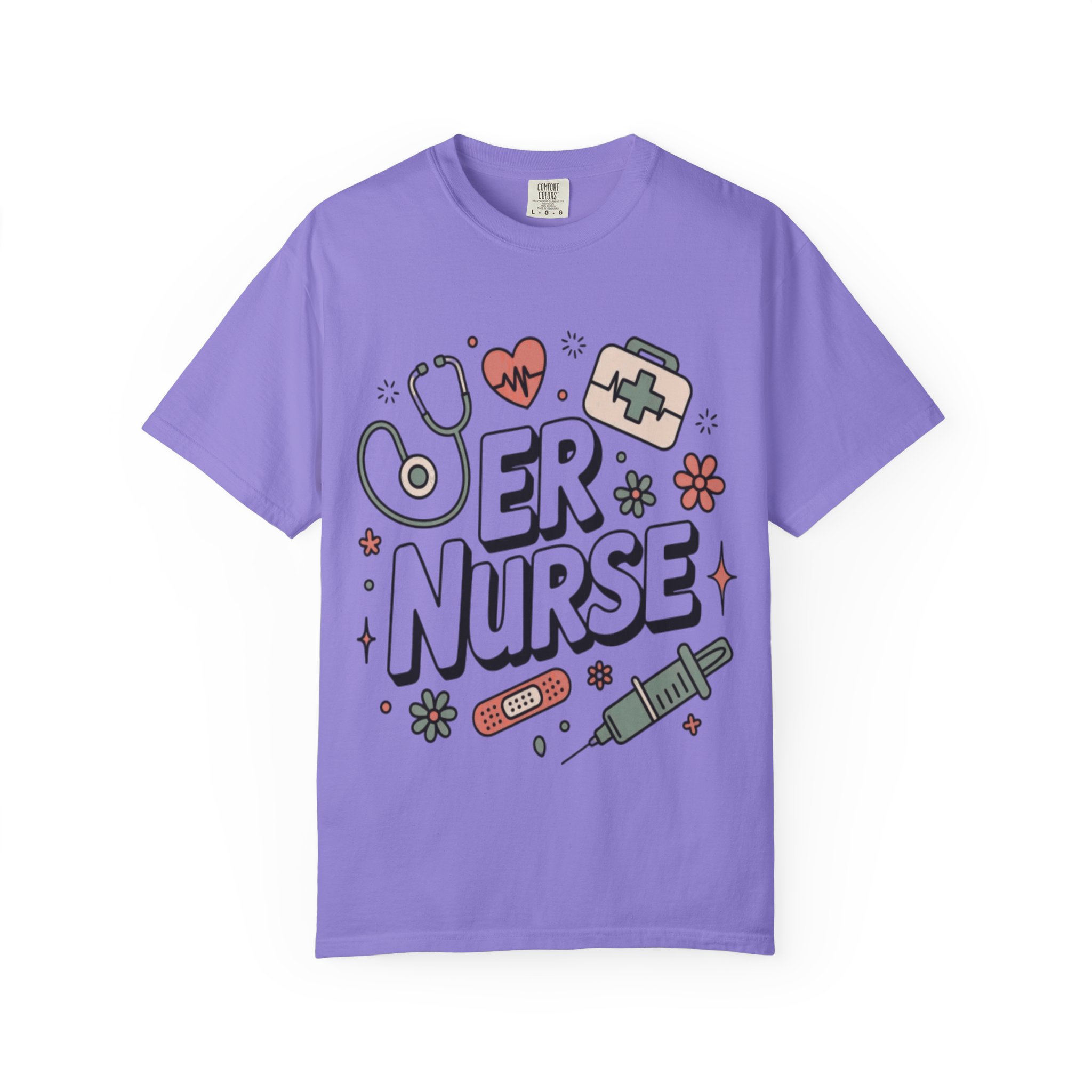 ER Nurse Graphic T-Shirt — Cute Medical Icons Gift for Nurses - Image 12