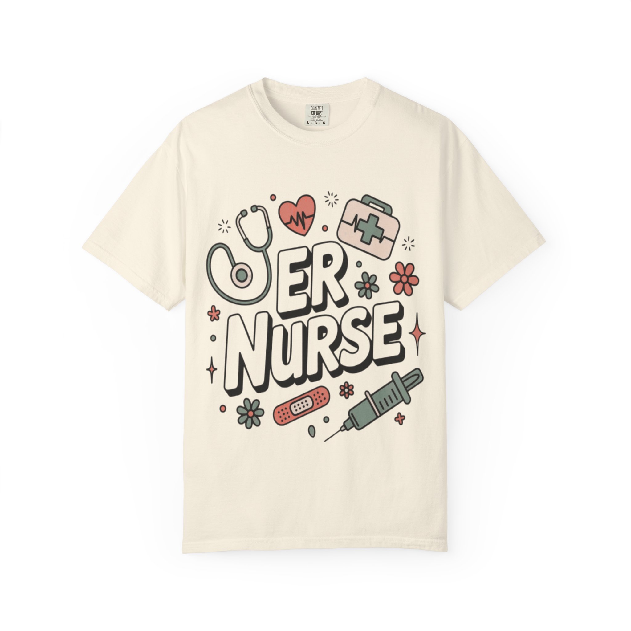 ER Nurse Graphic T-Shirt — Cute Medical Icons Gift for Nurses - Image 6