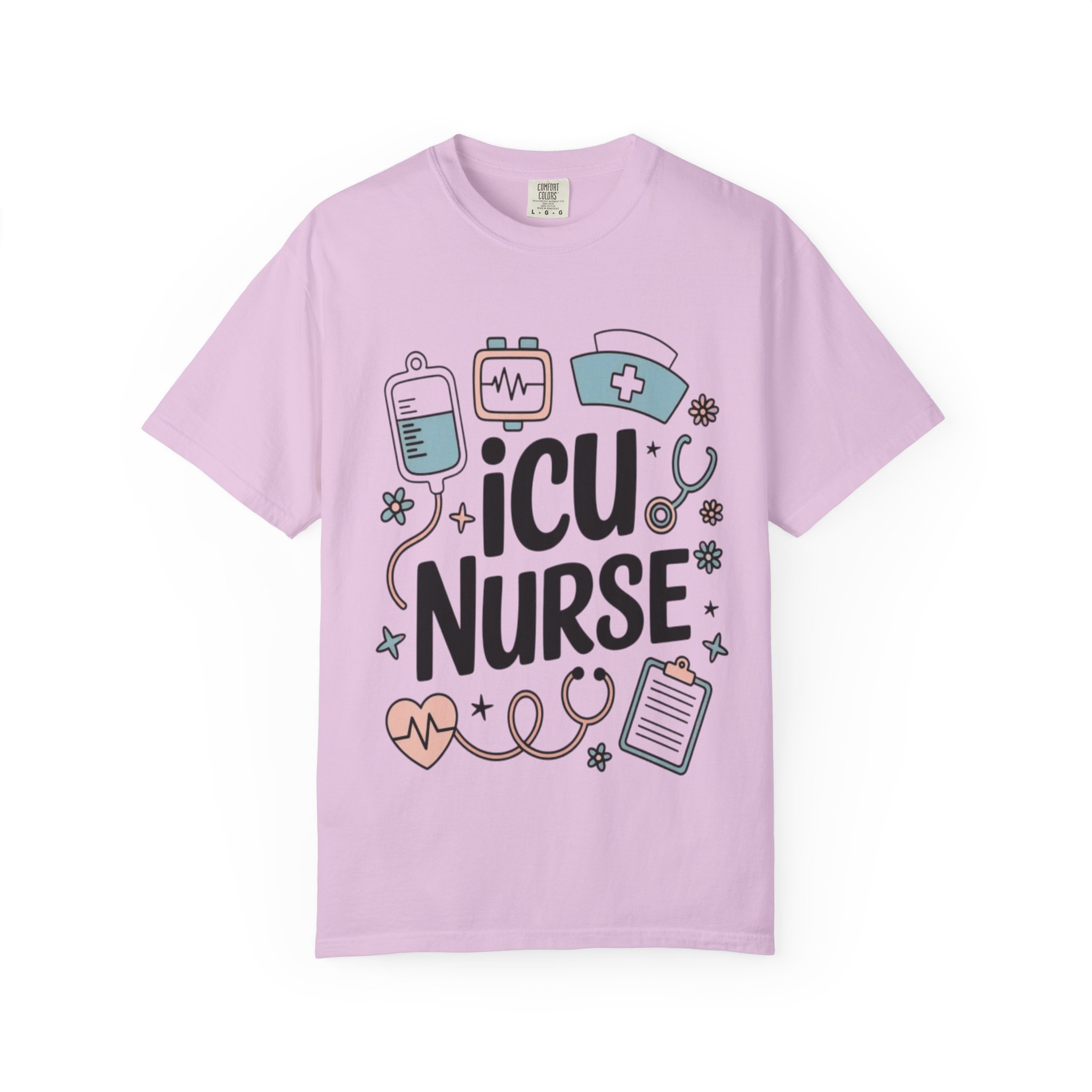 ICU Nurse T-Shirt - Cute Medical Icons Gift for Nurses - Image 11