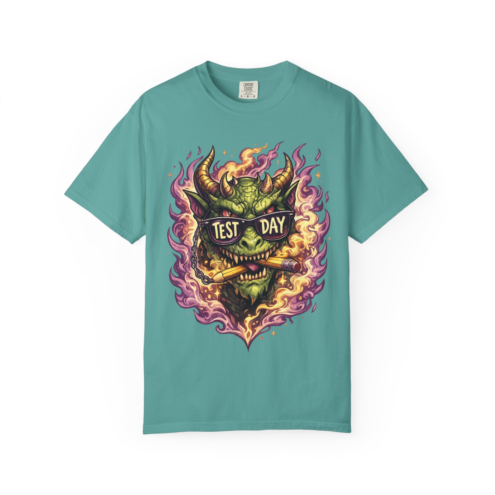 Test Day Demon T-Shirt - Fiery Monster Graphic Tee - Image 10