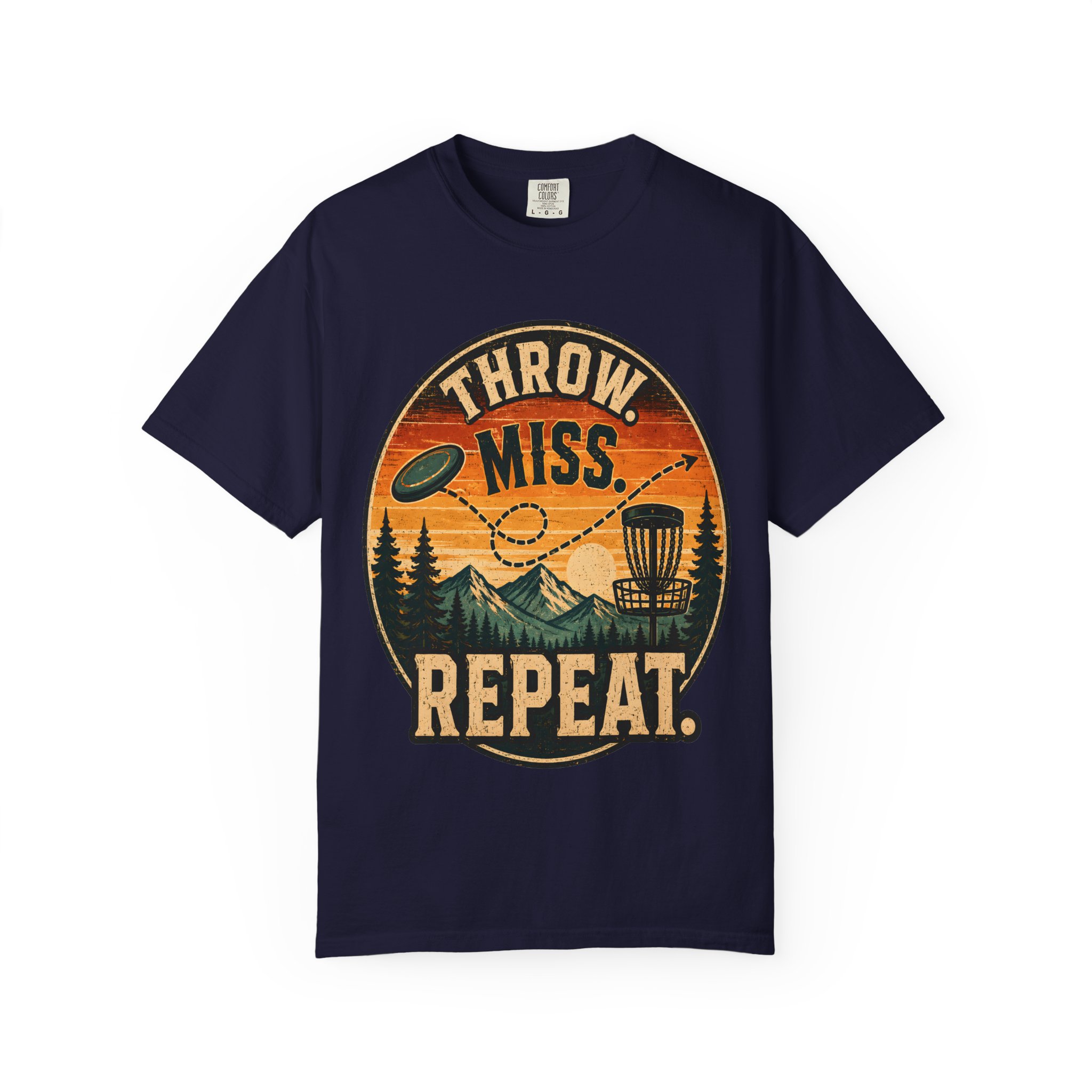 Disc Golf T-Shirt | “Throw. Miss. Repeat.” Vintage Outdoor Tee - Image 14