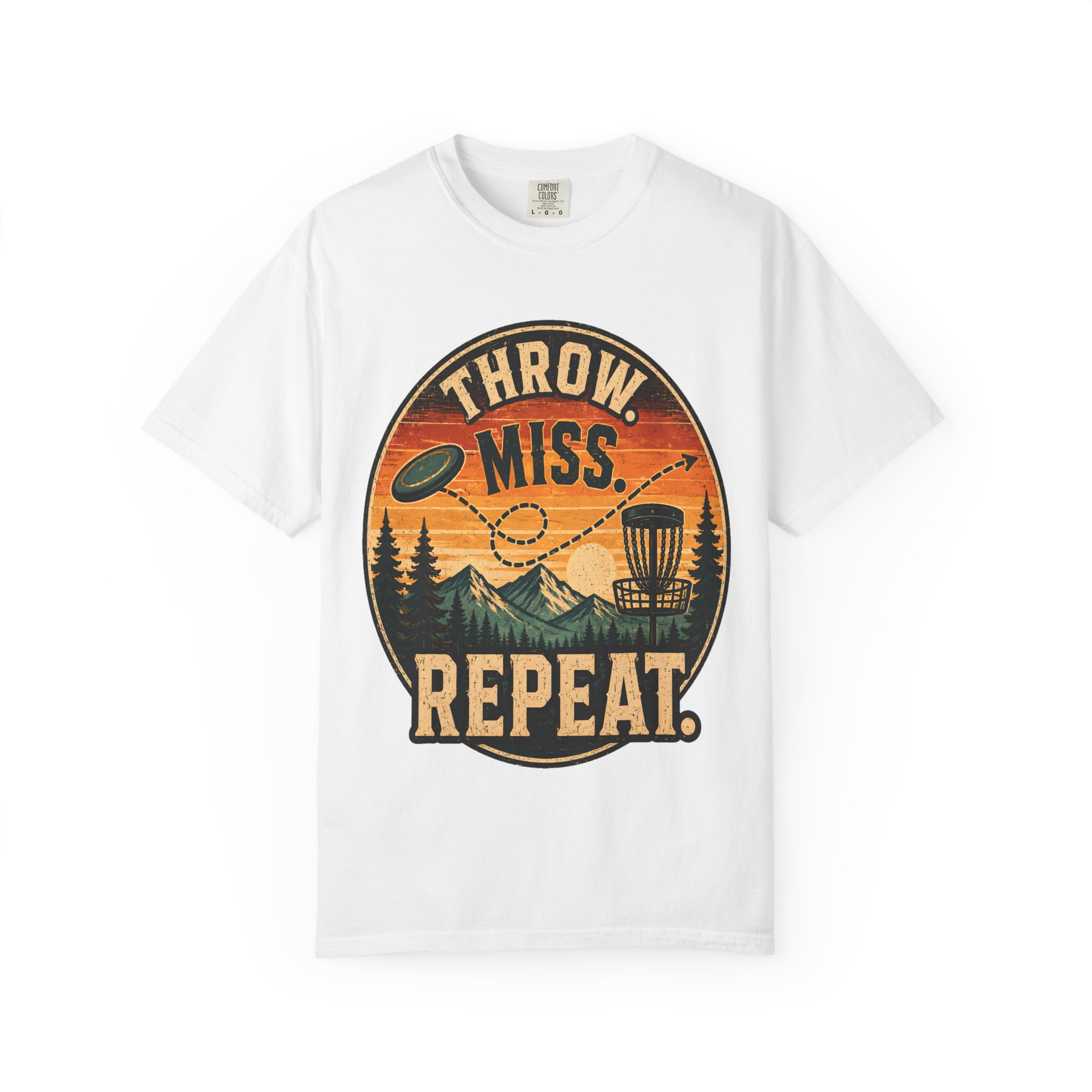 Disc Golf T-Shirt | “Throw. Miss. Repeat.” Vintage Outdoor Tee - Image 2