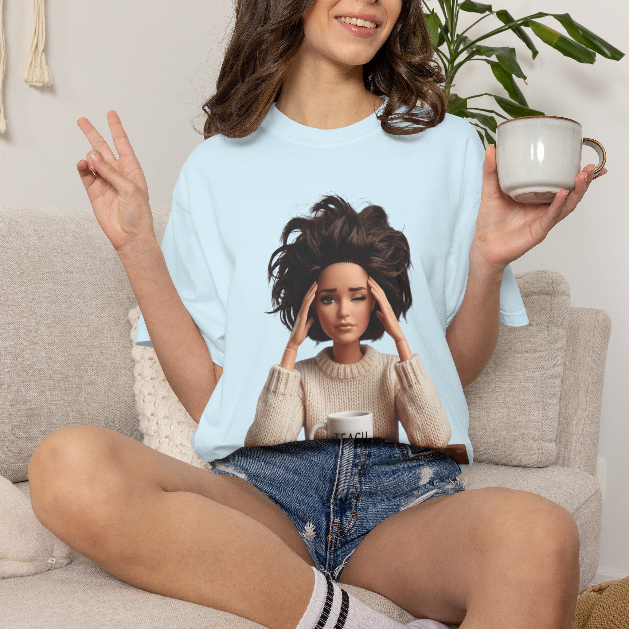 T-Shirt - Stressed Teacher Graphic Tee (I Teach Mug Design) - Image 8