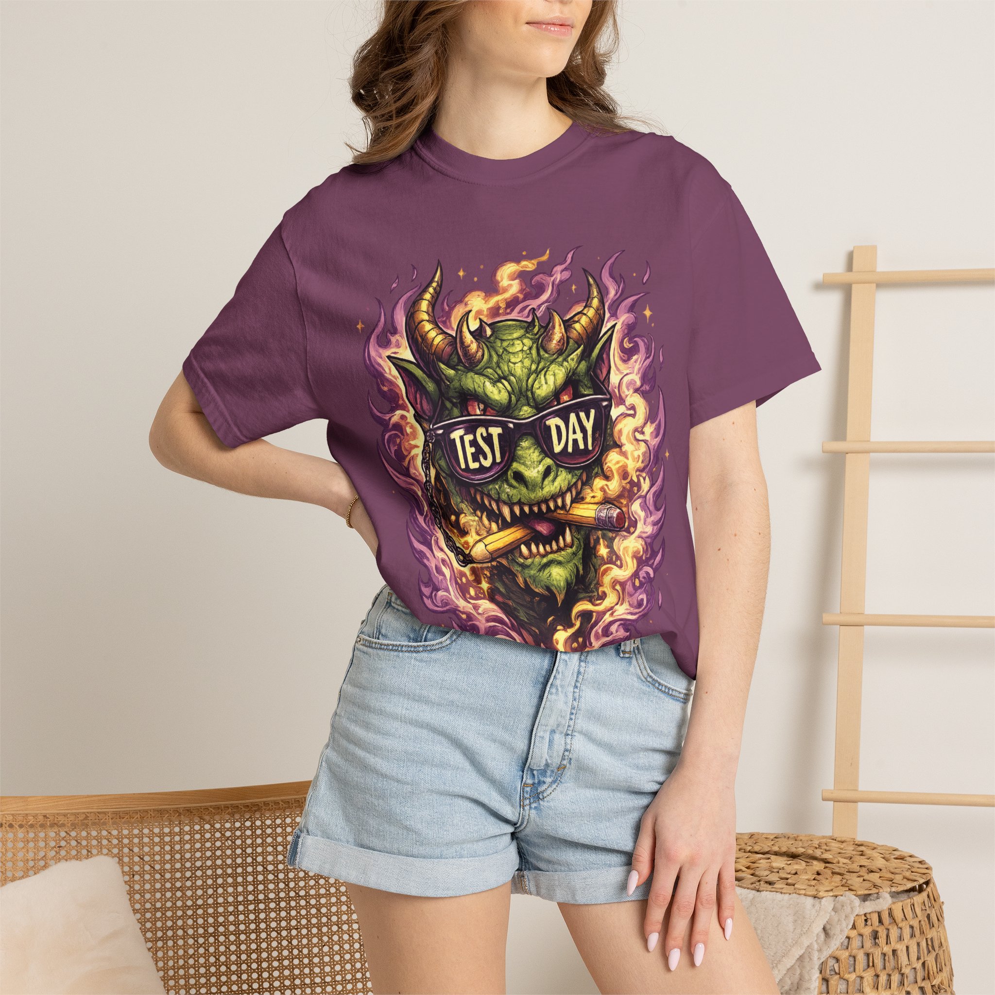 Test Day Demon T-Shirt - Fiery Monster Graphic Tee - Image 19