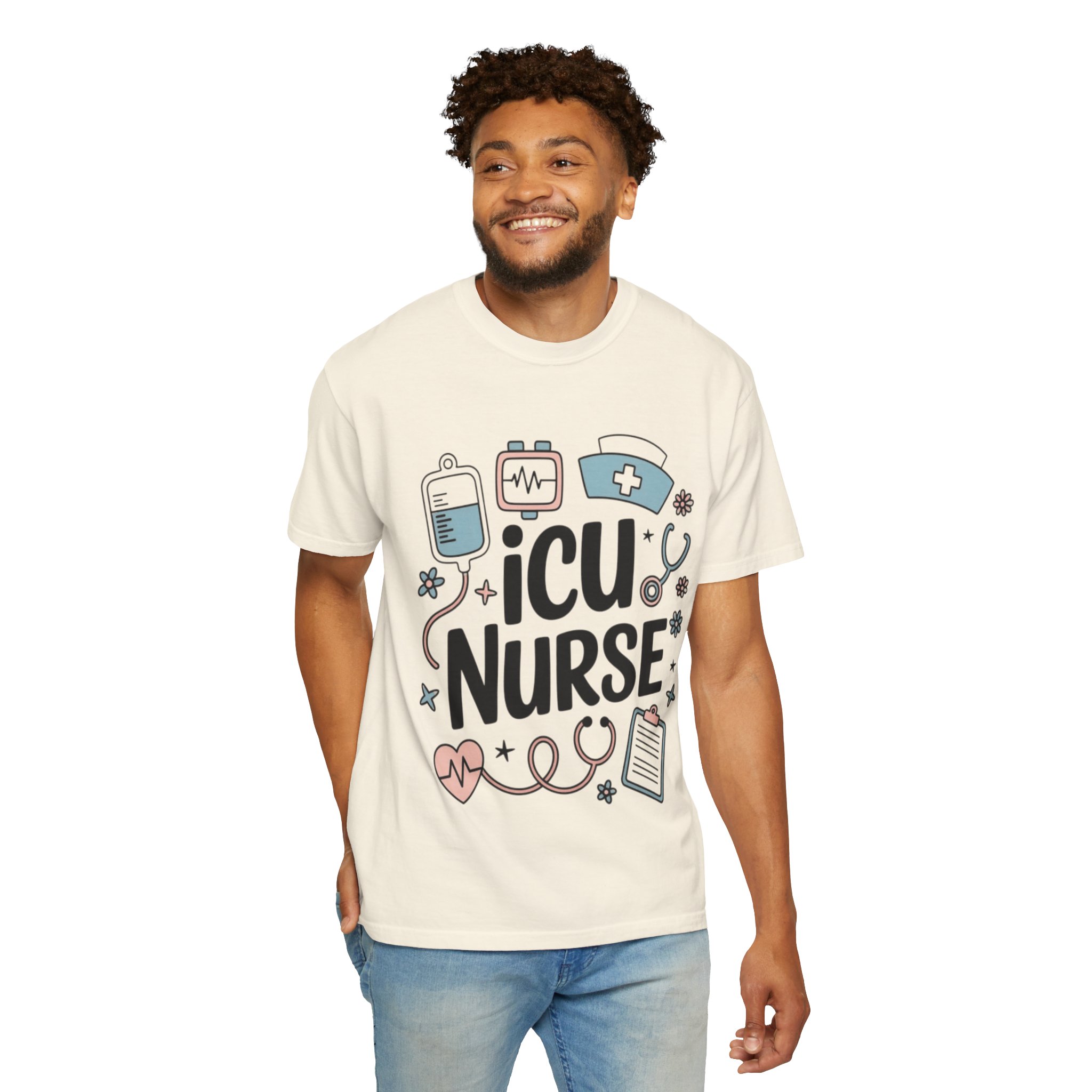 ICU Nurse T-Shirt - Cute Medical Icons Gift for Nurses - Image 6