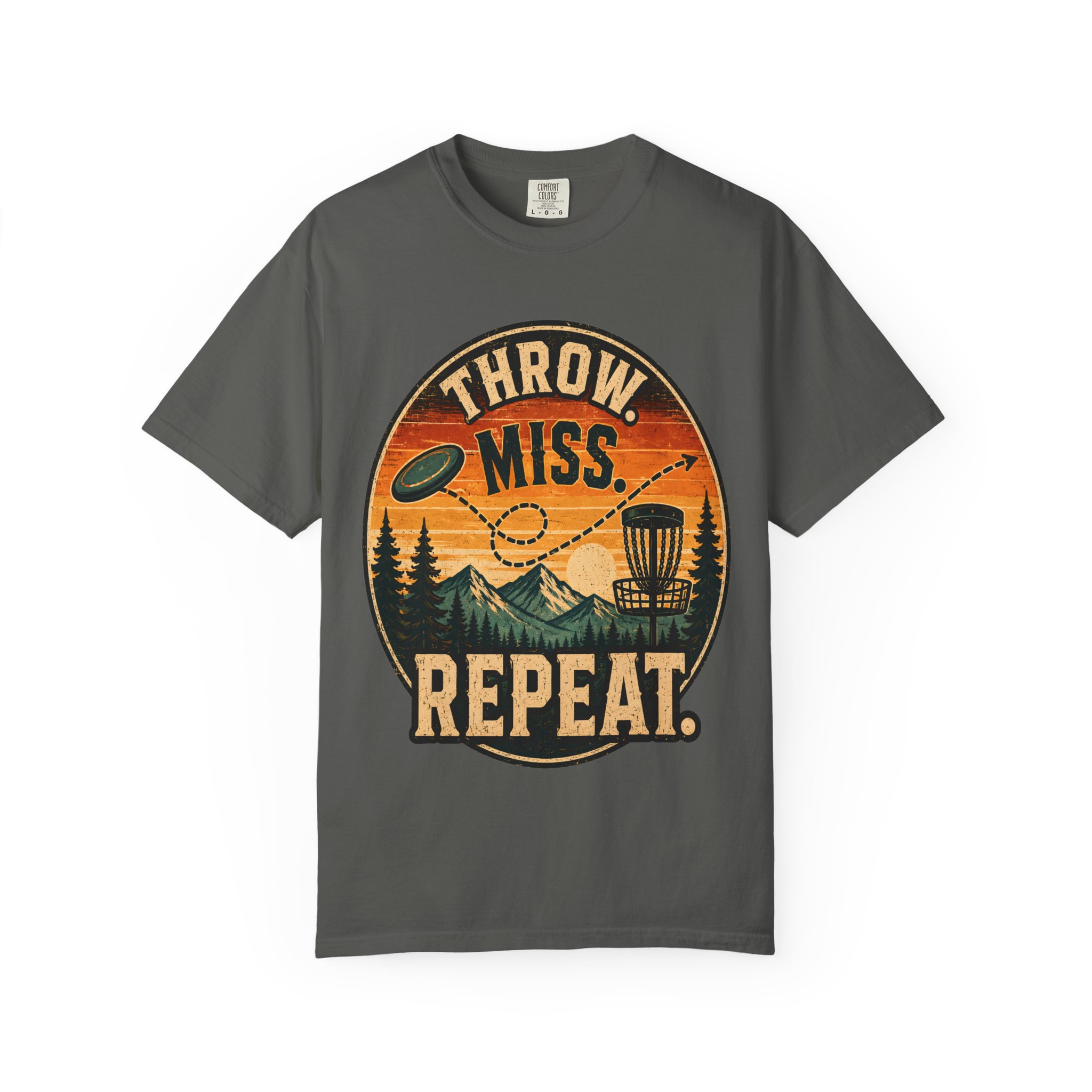 Disc Golf T-Shirt | “Throw. Miss. Repeat.” Vintage Outdoor Tee - Image 3
