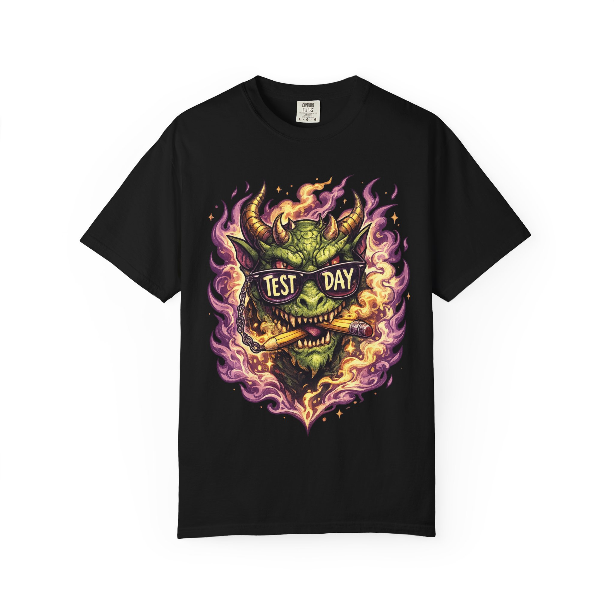 Test Day Demon T-Shirt - Fiery Monster Graphic Tee - Image 14