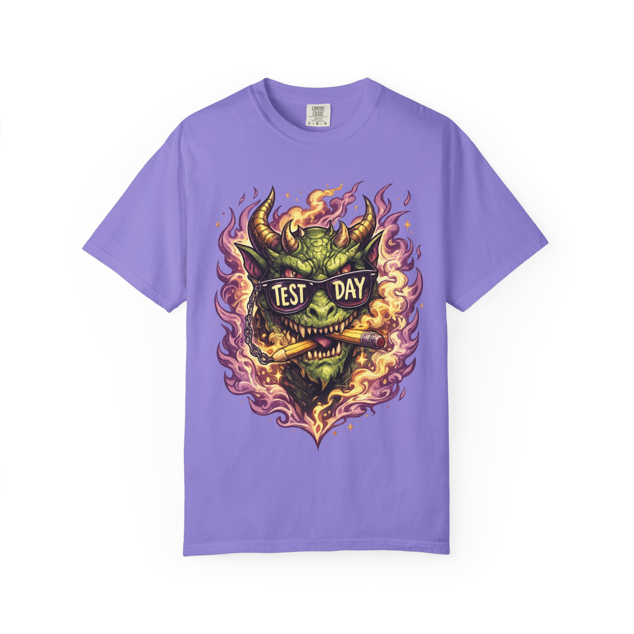 Test Day Demon T-Shirt - Fiery Monster Graphic Tee - Image 15