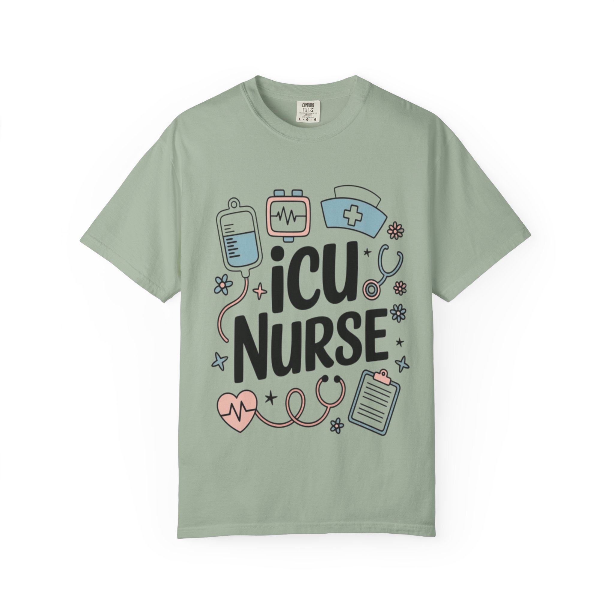 ICU Nurse T-Shirt - Cute Medical Icons Gift for Nurses - Image 7