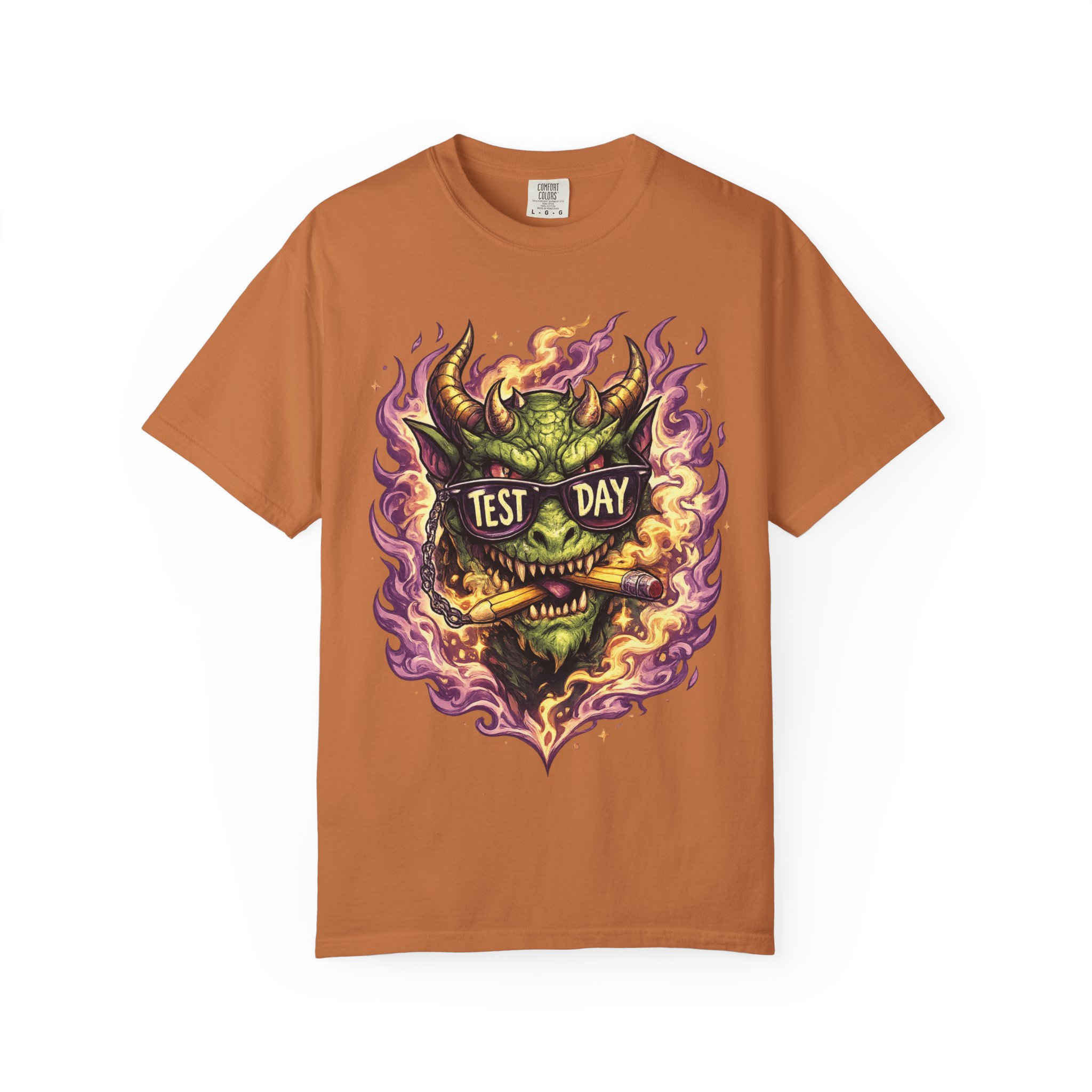 Test Day Demon T-Shirt - Fiery Monster Graphic Tee - Image 20