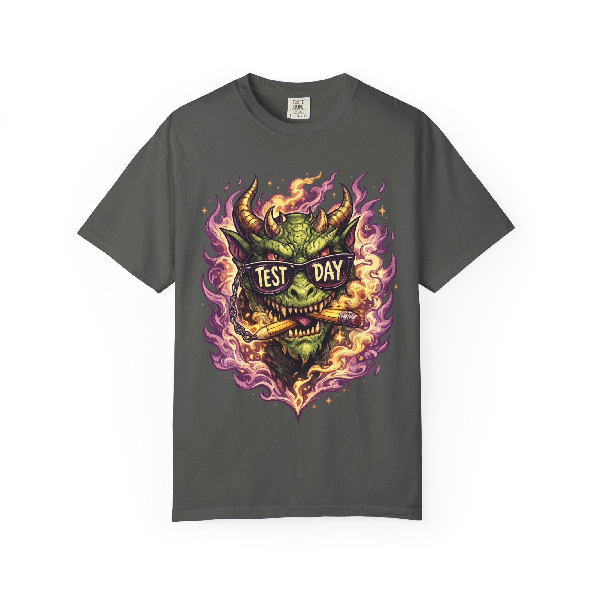 Test Day Demon T-Shirt - Fiery Monster Graphic Tee - Image 7
